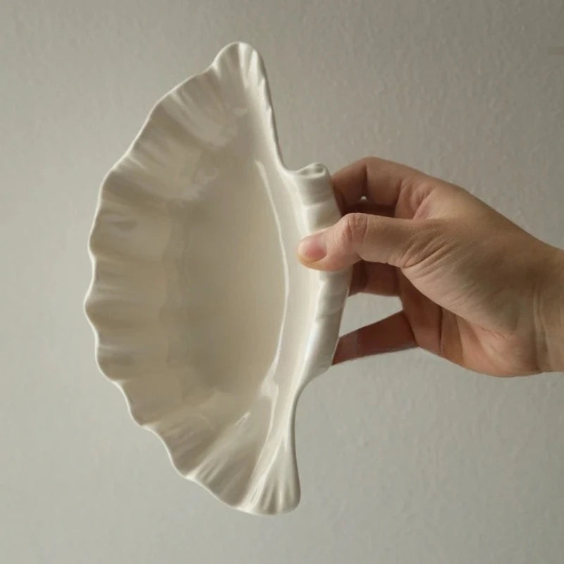 Shell Plate Cream Retro Ceramic Plate Fruit Snack Plate Dinner Tray Dish Set Jewelry Storage Dish Tableware Gift