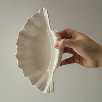 Shell Plate Cream Retro Ceramic Plate Fruit Snack Plate Dinner Tray Dish Set Jewelry Storage Dish Tableware Gift