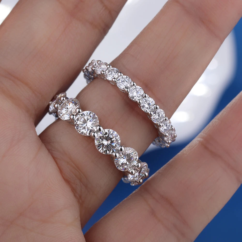 5mm D Color Moissanite Row Ring 925 Sterling Silver Diamond Wedding