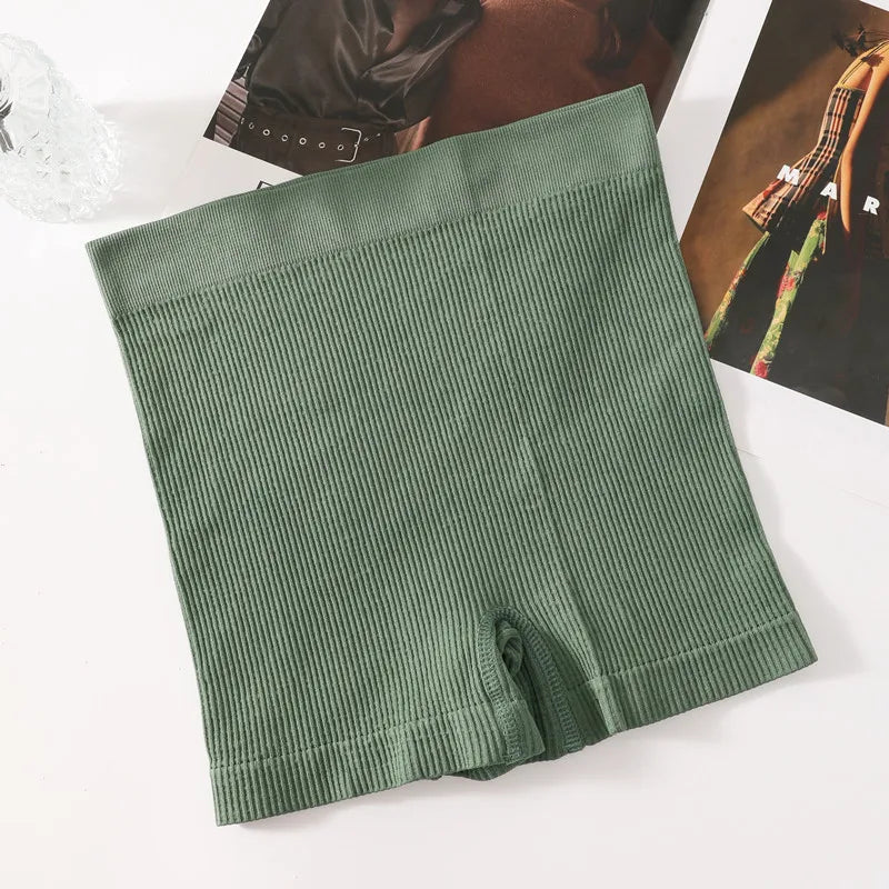 1Pc Women Boyshort Panties Ribbed Seamless Underwear Mide Rise Panties Breathable Safety Short Pants Female Sports Intimates