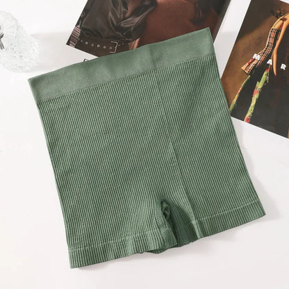1Pc Women Boyshort Panties Ribbed Seamless Underwear Mide Rise Panties Breathable Safety Short Pants Female Sports Intimates