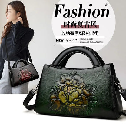 Pu Chinese style women's middle-aged mother bag ethnic style bag autumn fashion women's bag temperament portable messenger