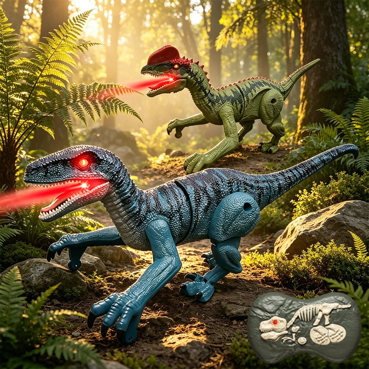 2.4GHz Remote Control Dinosaur Toys, Walking Robots Model with Lights and Sound for Kids Gifts
