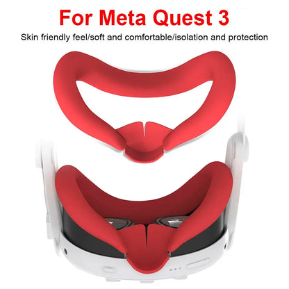Silicone VR Face Cover for Meta Quest 3 Silicone Eye Mask Sweatproof Mask Face Cushion Replacement for VR Glasses Accessories