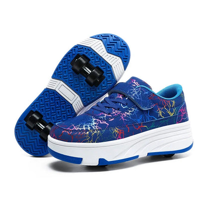 Children Roller Skates Shoes Boy Girl with 4 Wheels Kid Student LED Light Sneaker Running Adult Casual Sport Walking Shoes 27-40
