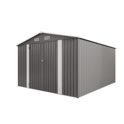 SUSUA10x12FT Outdoor Storage Shed  Metal Garden Shed with Double Door Two Window Waterproof Tool Shed for Backyard Patio Lawn