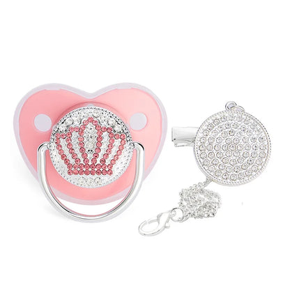 Baby Shower Gifts Baby Pacifier Rhinestone Pacifier Clips Princess Bling BPA Free Silicone Infant Nipple Newborn Baby Soother