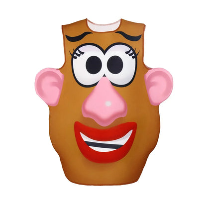 Funny Potato Head Couple Costume Halloween Mr and Mrs Matching Outfit Cartoon Vegetable Themed Cosplay Tunic Disguise Dress Up