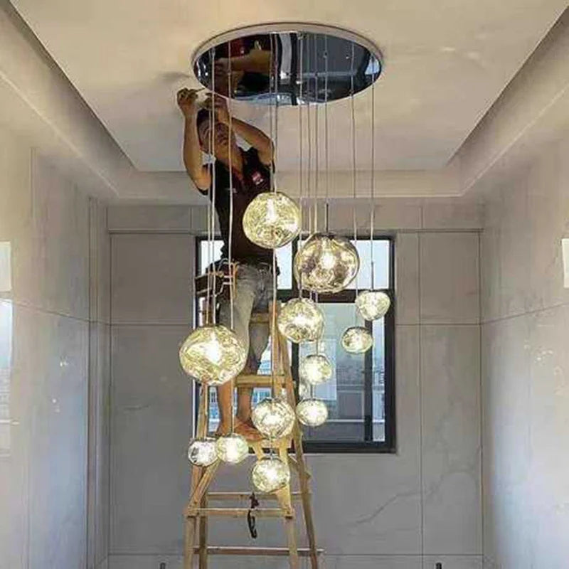 Nordic Home Decoration Stair Chandelier LED Pendant Lights Modern Ceiling Light Indoor Lighting Fixtures For Living Room Bedroom