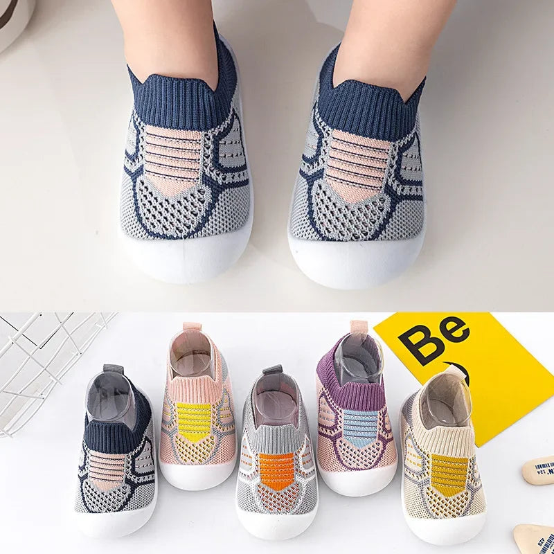 Baby Shoes Anti-Slip Breathable Infant Crib Floor Socks with Rubber