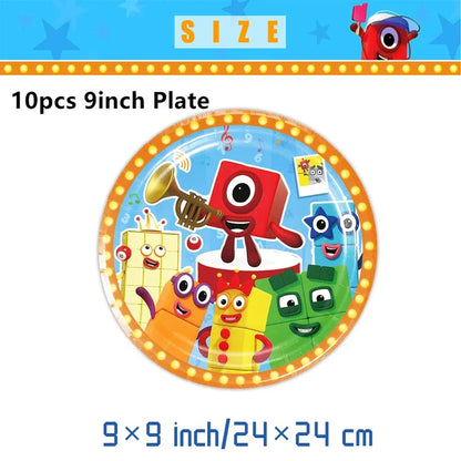 New 1Set Numberblocked Party Supplies TV Show Number Latex Balloons Toy Decor Happy Birthday Banner Bunting Cake Topper Balloon