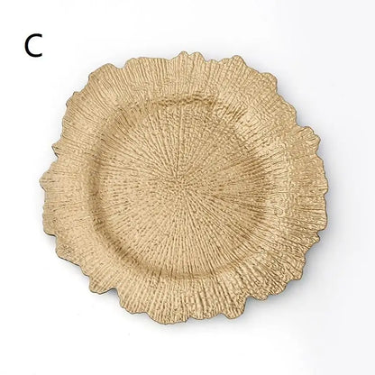 Floral Reef Wedding Charger Plates Set 6Pcs 33CM Round Plastic Dinner Plate Table Decor for Events