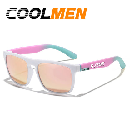 COOLMEN Classic Men Square Polarized Fishing Sunglasses Outdoor Driving Cycling Running Goggles Vintage Large Frame UV400