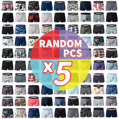 4/5Pcs European and American Size MEN'S Printed Fashion Boyshort Comfortable MEN'S Waist Plus Size Underwear Sexy Swimming Trunk