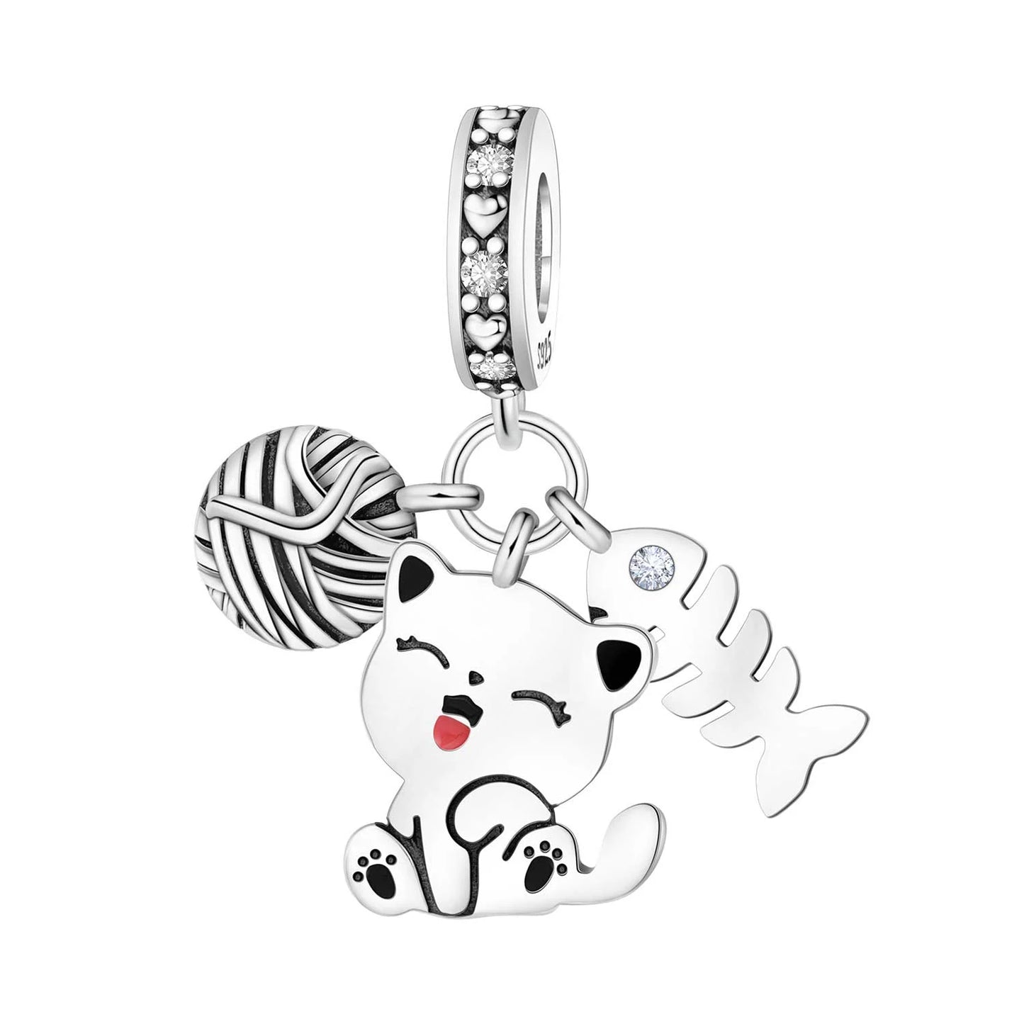 Hot Sale 925 Sterling Silver Dog Cat Cute Pet Animals Pendant Birthday Party Gift for Women Bangle Bracelet Necklace DIY Jewelry