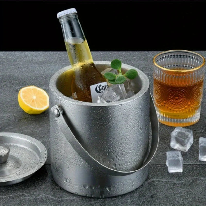 For Ice Bucket Wine Beer Champagne KTV Party Cooler 1.6L/2L/3L Stainless Steel Insulated