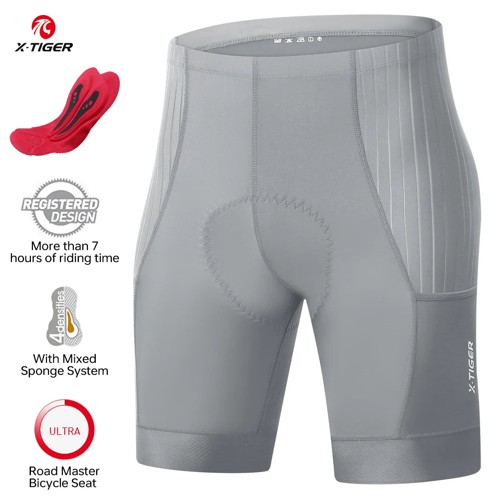 X-TIGER Men's Cycling Shorts Padded Bicycle Short Road Biking Clothing Road Mountain Riding Bicycle Cycle Shorts with Pockets