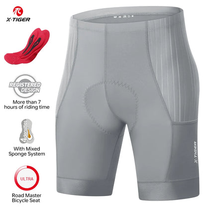 X-TIGER Men's Cycling Shorts Padded Bicycle Short Road Biking Clothing Road Mountain Riding Bicycle Cycle Shorts with Pockets