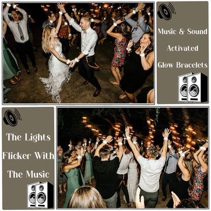 20-200Pcs Music & Sound Activated LED Bracelet Light up Bracelet Glow in the Dark Bracelets Wedding Party Accessories for Guests