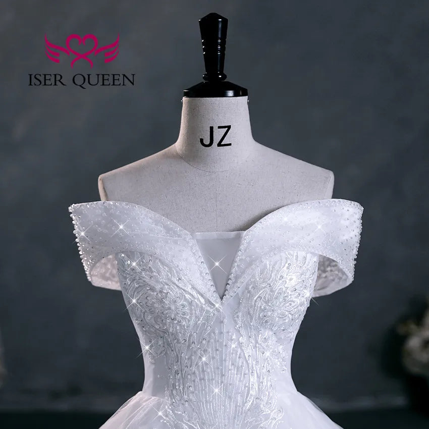 Customized Beading V neck Pretty Lace Embroidery Wedding Dress 2026 Ball Gown Plus Size Elegant Wedding Dresses For Women WX0298