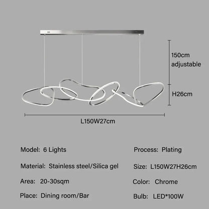 Modern Rings Pendant Lights Black&Golden for Living Dining Room Bedroom Ceiling Chandelier Lamps Indoor Hanging Lighting Fixture