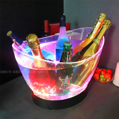 Rechargeable LED Ice Bucket  Crown Shaped Wine Beer and Champagne Cooler with Glowing Light for Bar Party and Nightclub Use