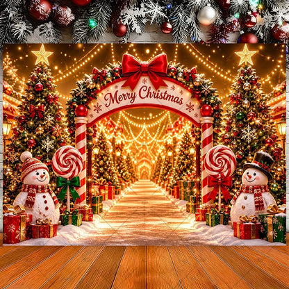 Winter Christmas Candy Vine Arch Theme Banner Background, Children's Birthday Party, Home Decoration Photography Backdrop Cloth