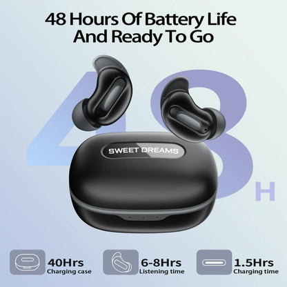 D20 Mini Sleep Earbuds for Side Sleepers | ANC Bluetooth 5.4 48H Battery IP7 Waterproof Hi-Fi Bass ENC Mic.