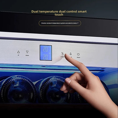Dual-Door Dual-Zone Home Wine Cooler – Refrigerated Cabinet with Constant Temperature and Humidity Control