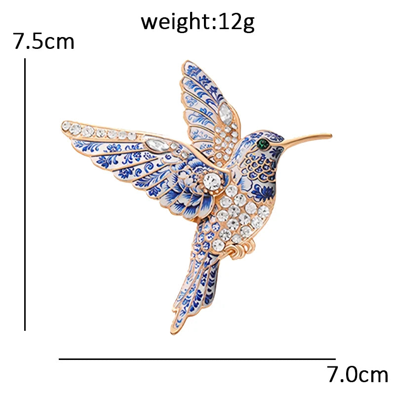 Wuli&baby Blue-and -White Porcelain Collection Animal Brooches For Women Unisex Goat Cat Butterfly Birds Party Office Brooch Pin