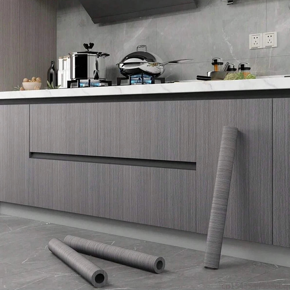Self-Adhesive Wood-Grain Stickers Grey Waterproof Peel Stick Door Contact Paper for Backdrop Furniture Cabinets Decor Wallpaper