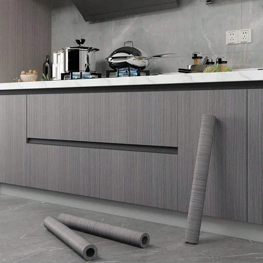 Self-Adhesive Wood-Grain Stickers Grey Waterproof Peel Stick Door Contact Paper for Backdrop Furniture Cabinets Decor Wallpaper