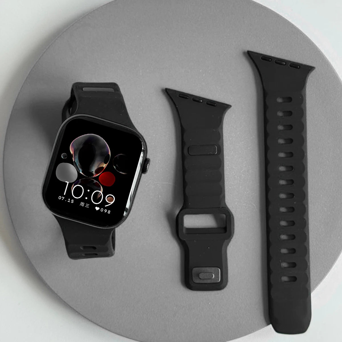 Silicone Sport Band for Apple Watch Ultra 3/2 49mm 42 44 38 40 41mm Two Tone Adjustable Strap for Iwatch S11 10 9 8 7 6 SE3 Belt