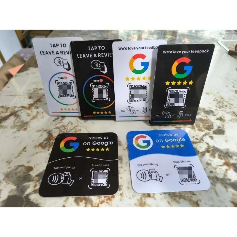 NFC 215 Programmable for Google Review Card NFC Station Table 13.56Mhz QR code can be independently set to link Standing Card