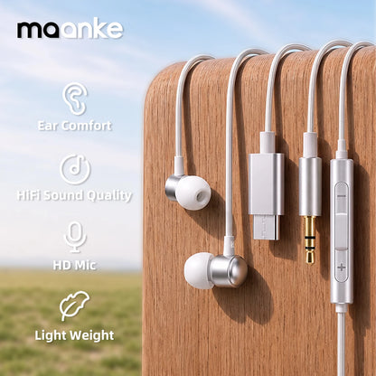 Type C Headphones For Samsung Galaxy S26 S25 S24 S23 Ultra Wired Earphones A57 A56 A55 A35 Z Fold 5G 3.5mm Jack Earbuds Headsets