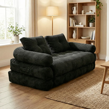 Modern Convertible Sofa Bed, 2-Seater Vacuum Packed Compressed Couch, Soft Memory Foam Floor Sofa for Small Space Living Room