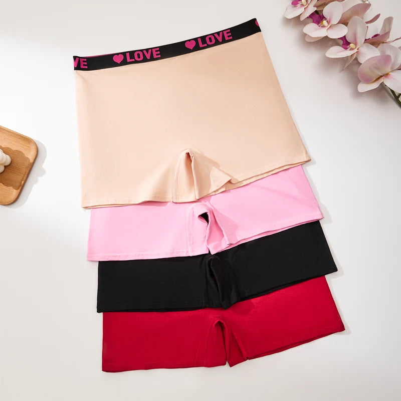 1PC FARDLY New Arrival Women's Plus Size Comfortable Heart-Print Waistband Boxer Briefs Women's Underwear Cotton High Stretch