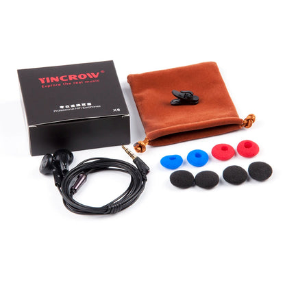 YINCROW X6 3.5mm In-ear Earphones Flat Head Earbuds Professional Fever HIFI Earphone PK PK1 MX985