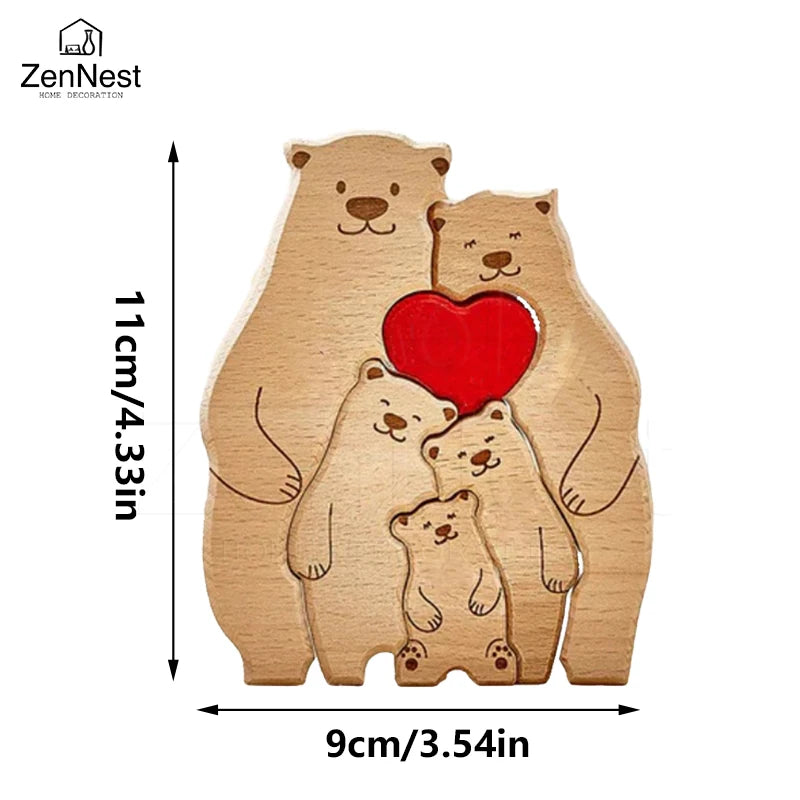 Bear Home Wooden Puzzle Personalized Custom Decor Heart Warmer Birthday Gift Art Puzzle Name Home Decor Thanksgiving Gift