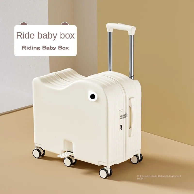 Children's Luggage Can Sit Ride Suitcase Six Wheel Luggage Set Luggage with Cup Holder Travel Suitcase