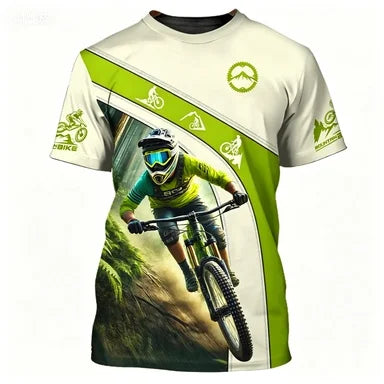 Outdoor Mountain Bike Sport Theme Printed Short-sleeve T-shirt Breathable Casual Sport Top for Cycling Enthusiasts