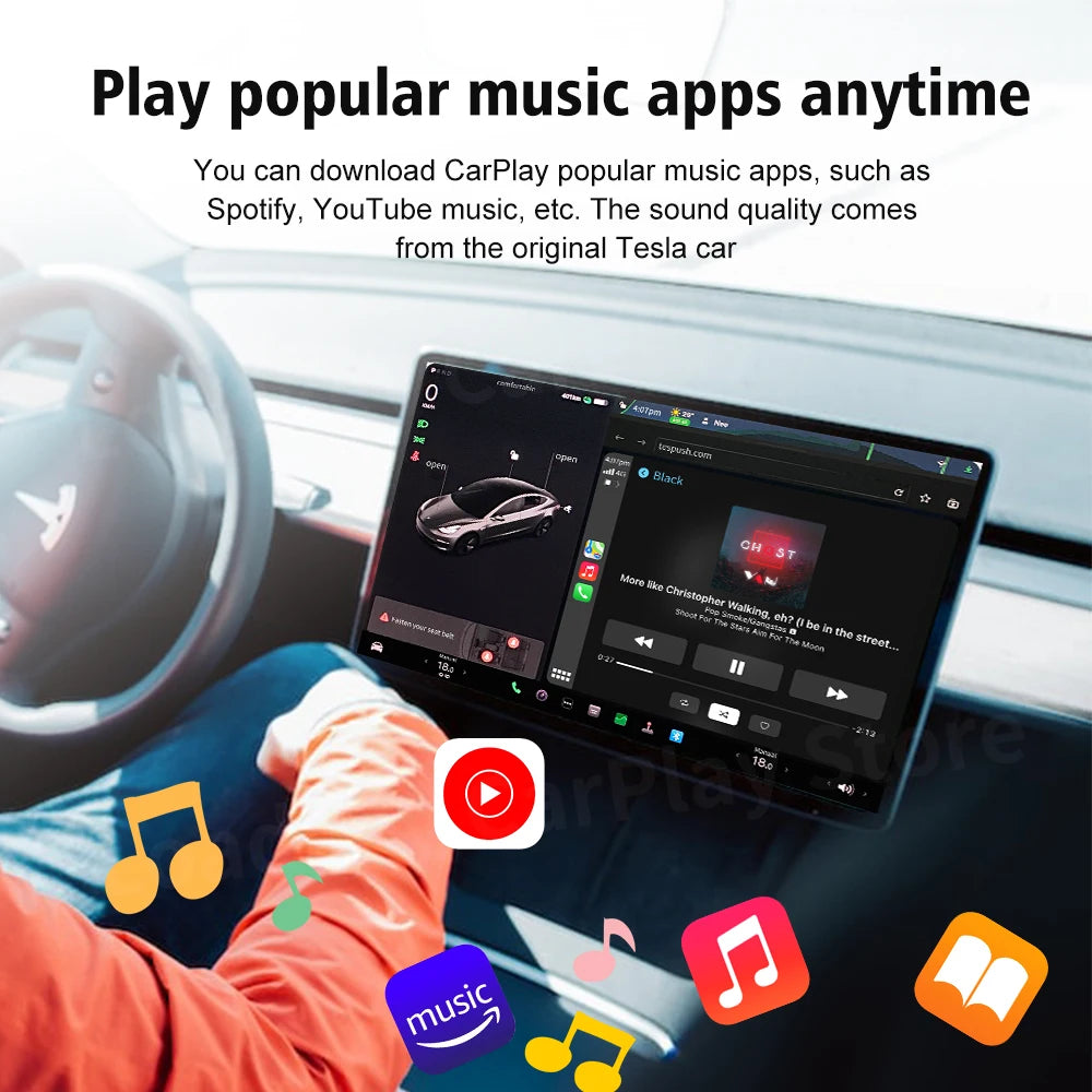 CarlinKit Wireless CarPlay Android Auto For Tesla Model 3 Model X Y Model S Auto Connect Siri Voice Assistant Spotify Waze 5G BT