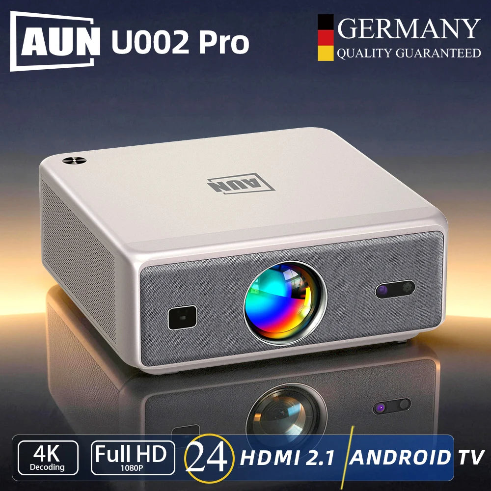 AUN U002 Pro Projector Android 2+32G 300 Inch 4K LED Video Projector 1080P FHD TOF Focus Home Theater Bluetooth Speaker Smart TV