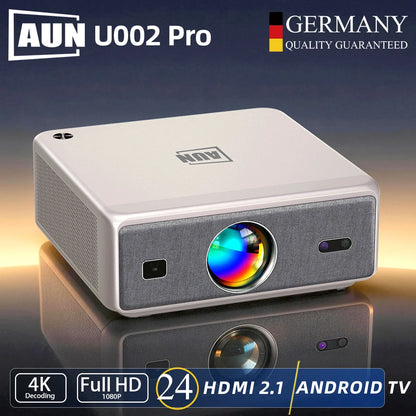 AUN U002 Pro Projector Android 2+32G 300 Inch 4K LED Video Projector 1080P FHD TOF Focus Home Theater Bluetooth Speaker Smart TV