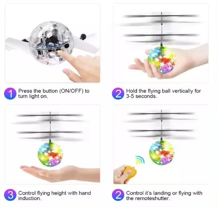 Flying Ball Toys Kids Flying Hover Ball Colorful LED Drone RemoteInfrared Induction Gifts for Kids Teenagers Indoor Outdoor