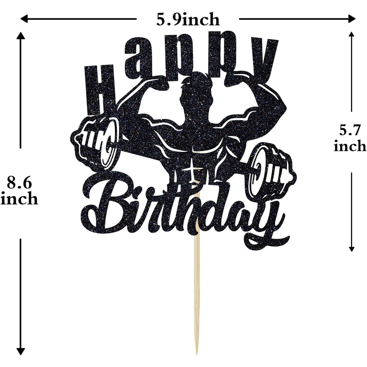 Weightlifting Cake Topper Happy Birthday Sports Pump Iron Kids Boy Man Party Baby Shower Cupcake Decoration Baking Supplies DIY