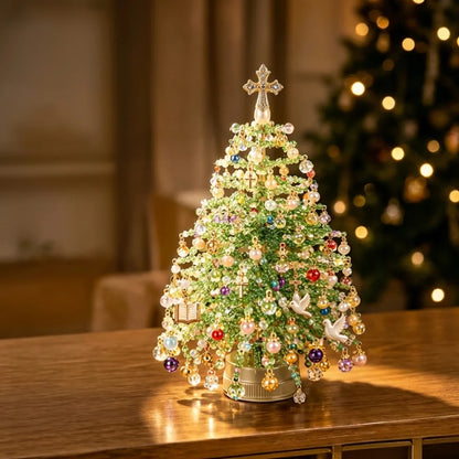 Handmade DIY Beaded Christmas Tree Kit with Light Up Colorful Halloween Tree Making Kit Educational Crystal Bead