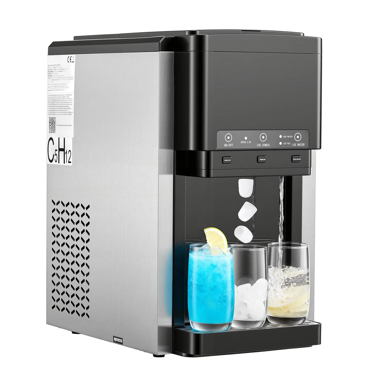SucceBuy Water Dispenser with Ice Maker Water Dispenser Fast Ice Making Bullet/Crushed Ices & Cold-Water for Home Kitchen Party