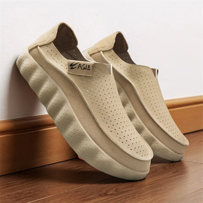 Fashion Men's Casual Shoes Outdoor Non-slip Walking Footwear Comfortable Loafers Thick-soled Leather Platform Driving Shoes