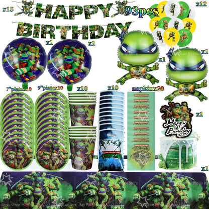 Cartoon Turtles Birthday Party Decorations Tableware Tablecloth Cup Plate Bag Napkins Balloon Baby Shower Turtles Party Favors